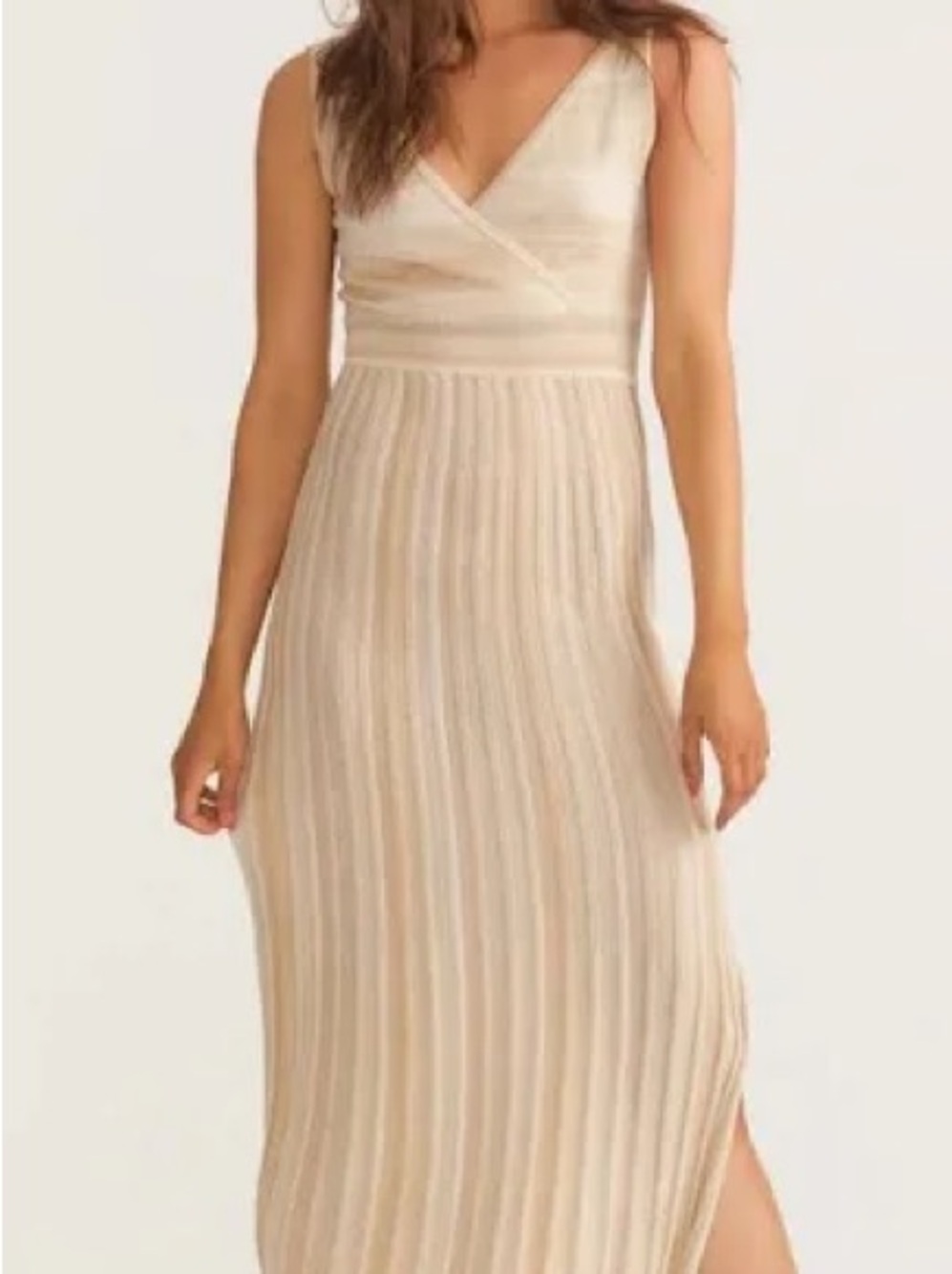 LoveShackFancy Metallic Beige Knit Top